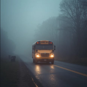 School Bus Driving in Fog